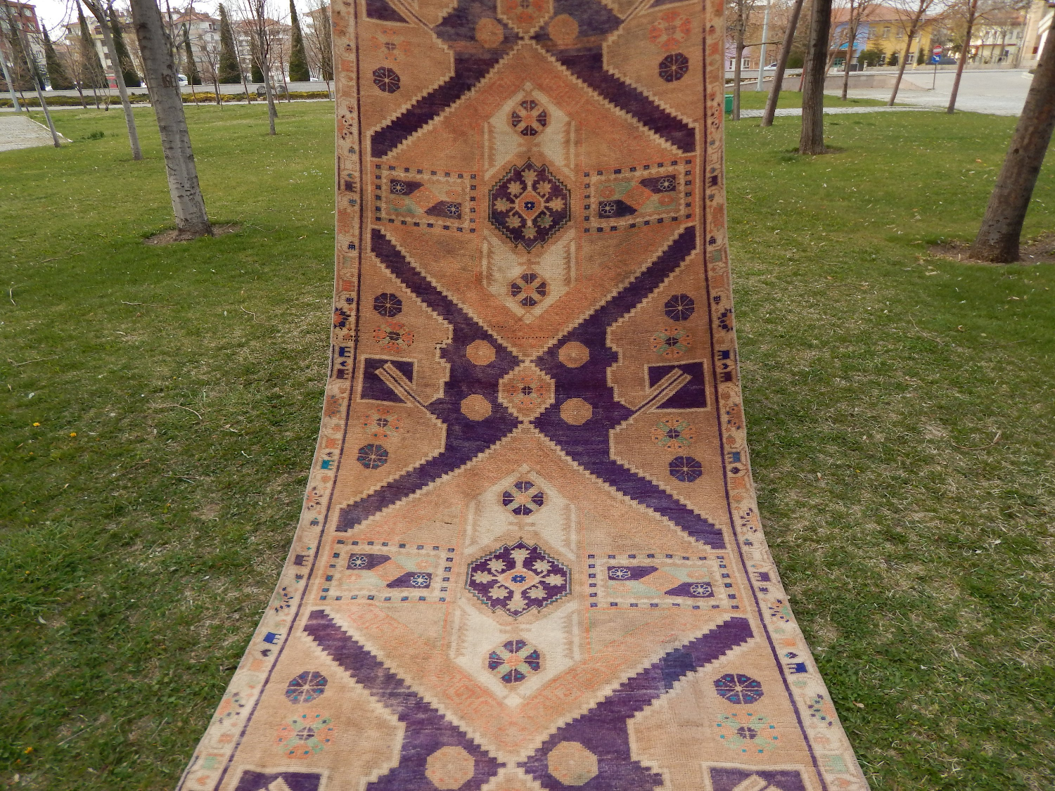 区域地毯门厅大小oushak地毯 入口土耳其地毯 复古东方安纳托利亚宽